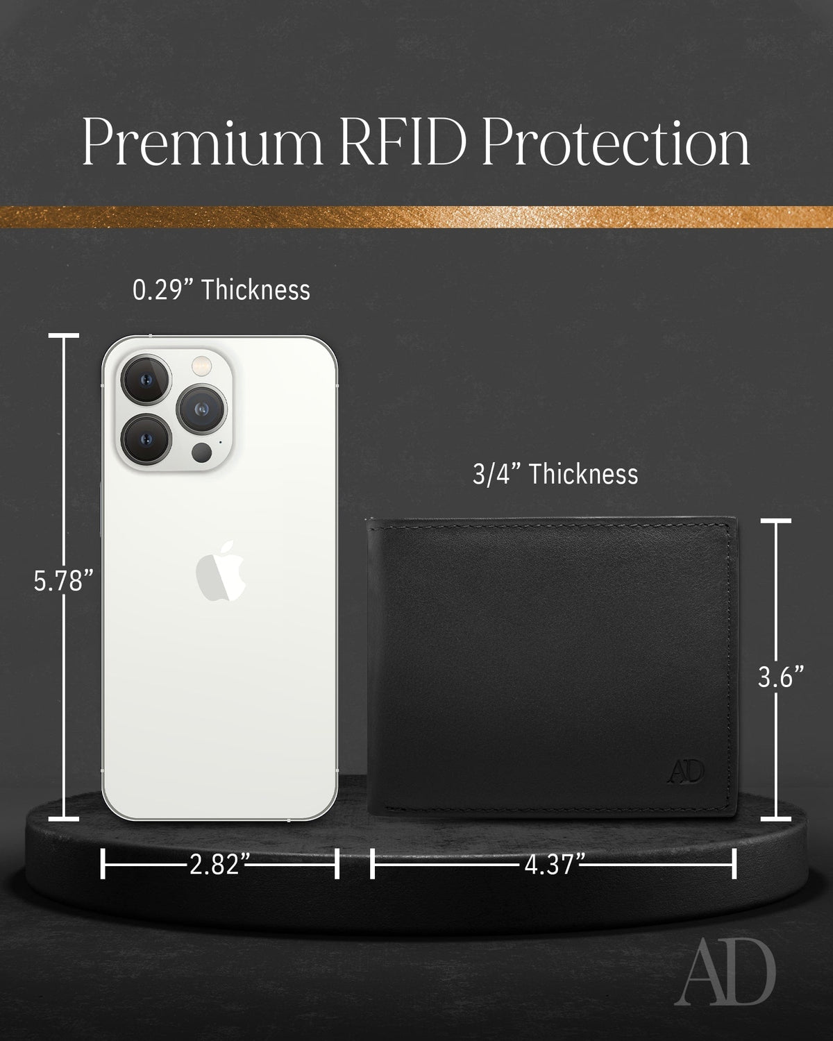 Genuine Leather Bifold Wallet – Flip-Up ID Window, RFID Blocking
