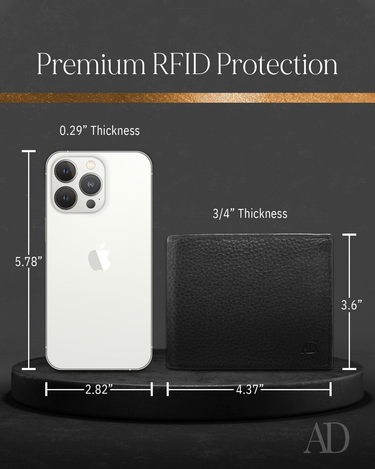 Genuine Leather Bifold Wallet – Flip-Up ID Window, RFID Blocking
