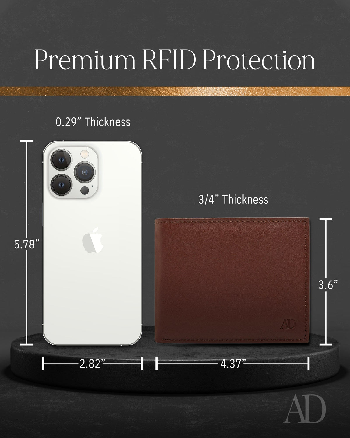Genuine Leather Bifold Wallet – Flip-Up ID Window, RFID Blocking