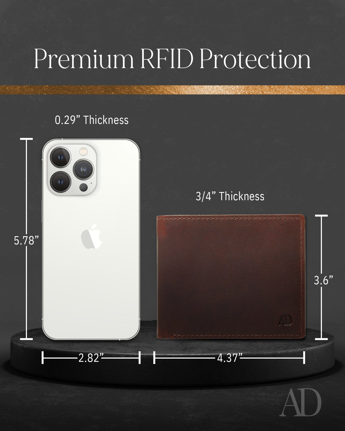 Genuine Leather Bifold Wallet – Flip-Up ID Window, RFID Blocking