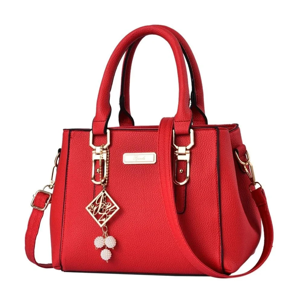 Trendy Leather Handbags Large Capacity Open Pocket Shoulder Bag Polyester Cotton Messenger Bag