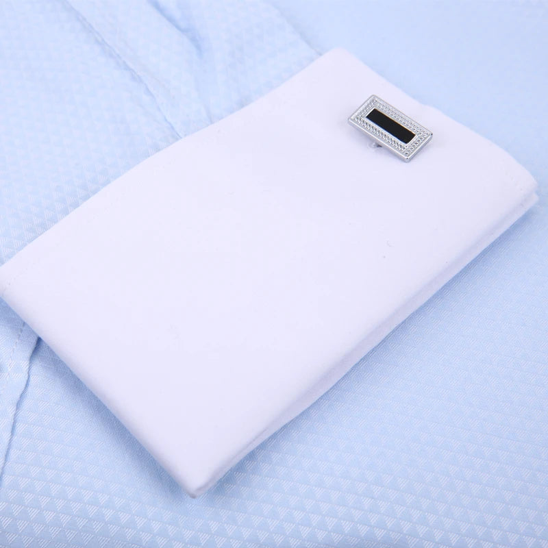 2026 Men French Cufflinks Shirts White Collar Design Solid Color Jacquard Fabric Male Gentleman Dress Long Sleeves Shirt
