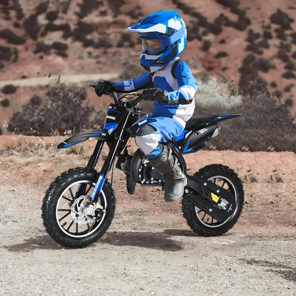 Blue Mini Dirt Bike, 49CC 2-Stroke Gas Powered Motorcycle with Off-Rode Tire, Shock Absorption Pocket Motorbike,Max Load 330 LBS