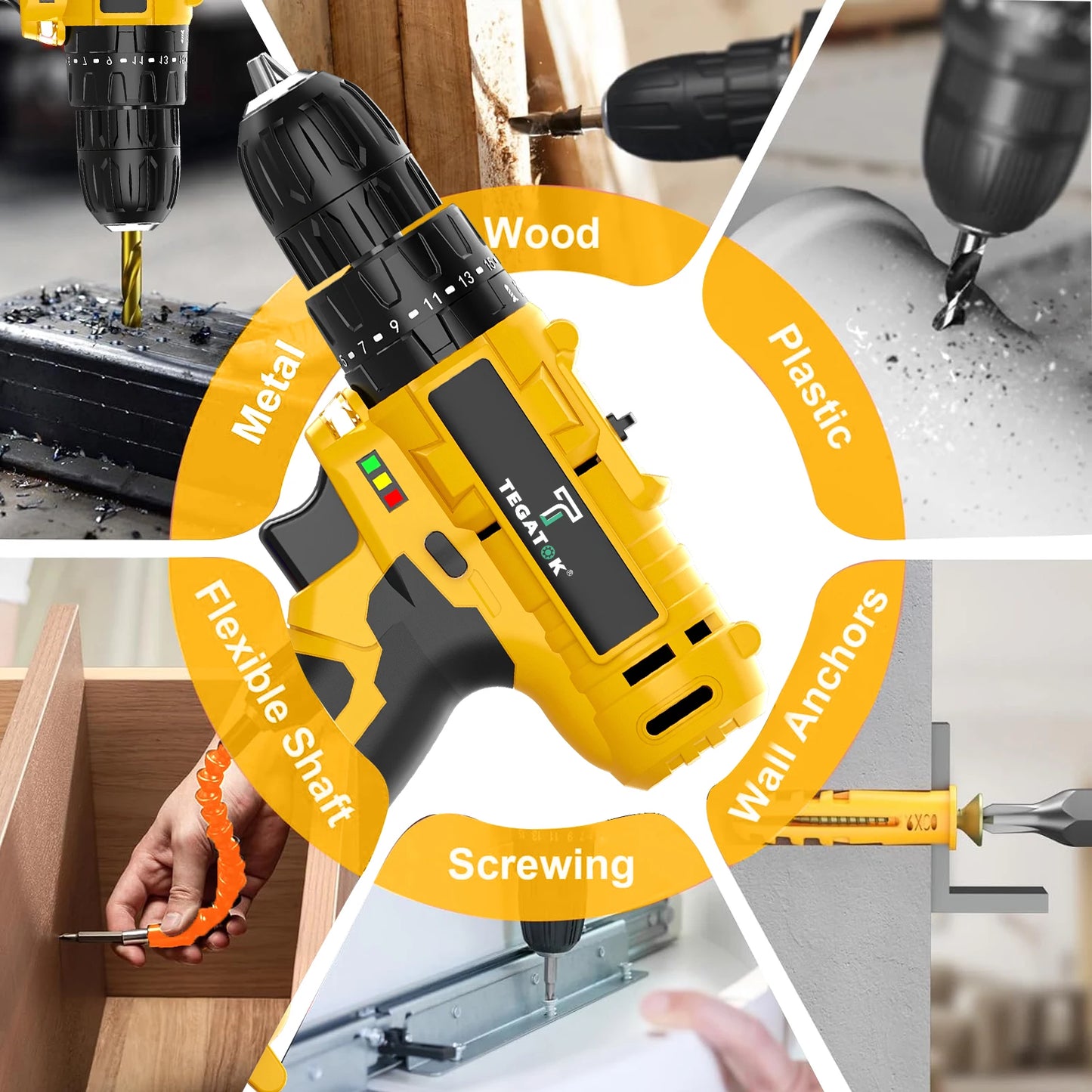 45N.M Electric Screwdriver 20+3 Household DIY Impact Drill LED Two Speed Electric Drilling Tool For Makita 20V Battery