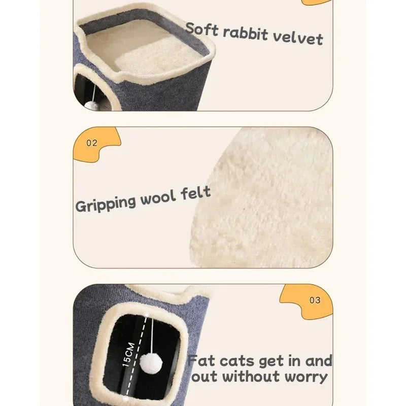 Cute Warm Cat Cave Bed Washable Modern Indoor Hideaway for Small Pets Multiple Cats