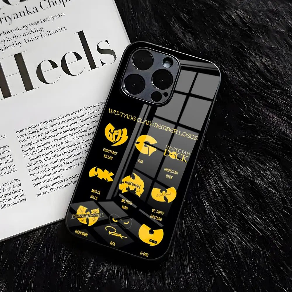 WU-T--TANGs CLANs Band Phone Case For IPhone 17 Air 16 E Pro Max 15 14 13 Mini 12 Pro 11 Max Plus Black Glass Cover