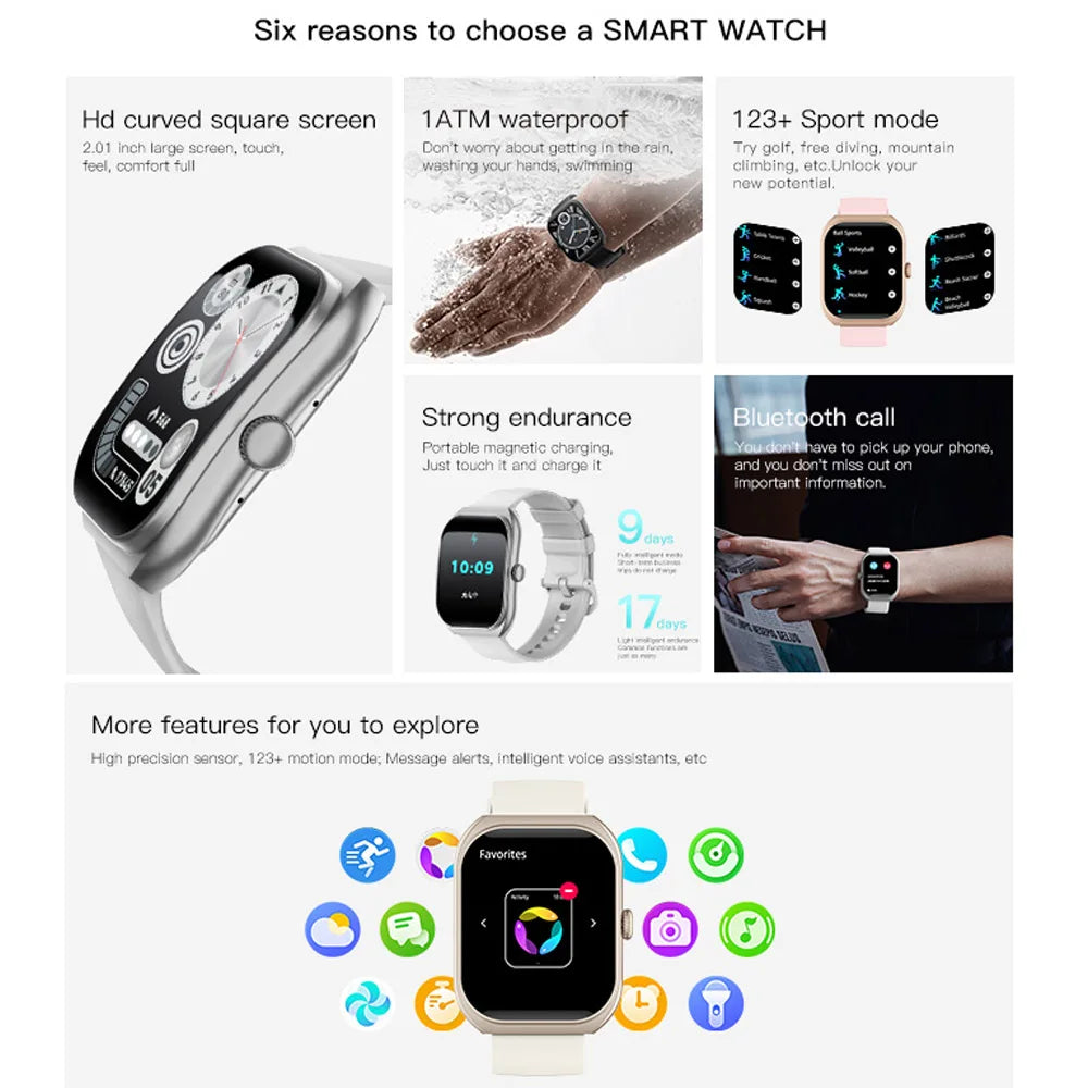 2025 New  Smart Watch Women Heart Rate Health Monitoring Voice Assistant BT Calling IP68 Waterproof Sports Smartwatch Men