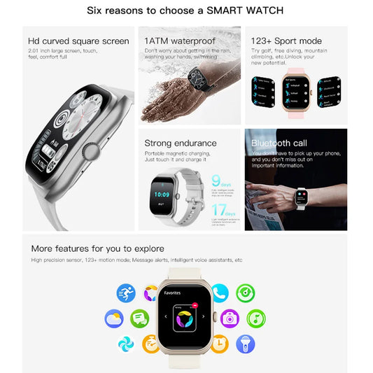 2025 New  Smart Watch Women Heart Rate Health Monitoring Voice Assistant BT Calling IP68 Waterproof Sports Smartwatch Men