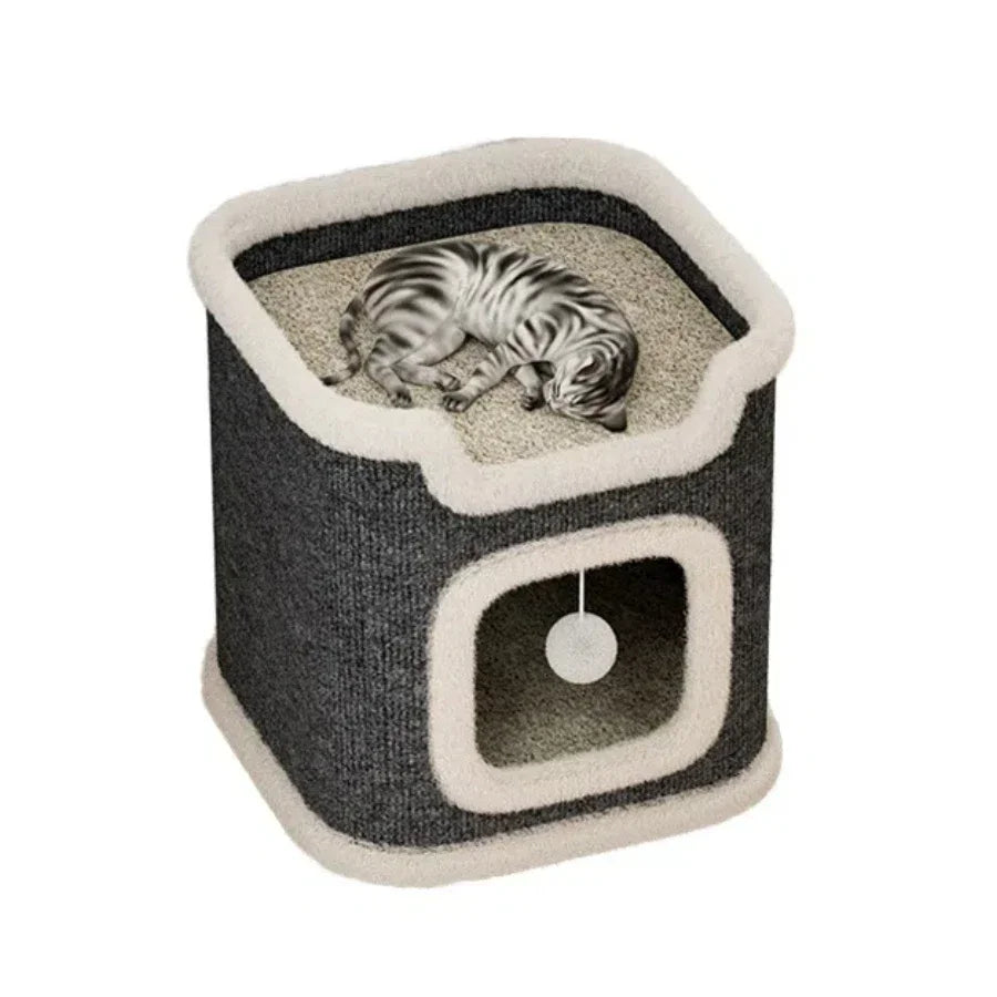 Cute Warm Cat Cave Bed Washable Modern Indoor Hideaway for Small Pets Multiple Cats