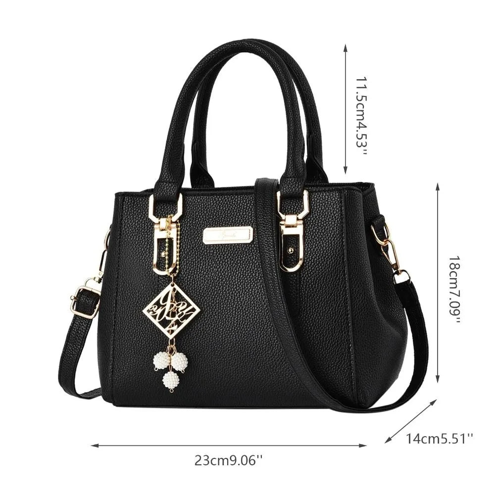 Trendy Leather Handbags Large Capacity Open Pocket Shoulder Bag Polyester Cotton Messenger Bag