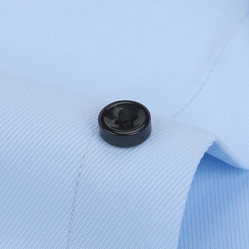Summer New Business Shirt Men's Short-sleeved Black Edge Twill Formal Shirt No-iron Large Size 5XL White Blue Tees