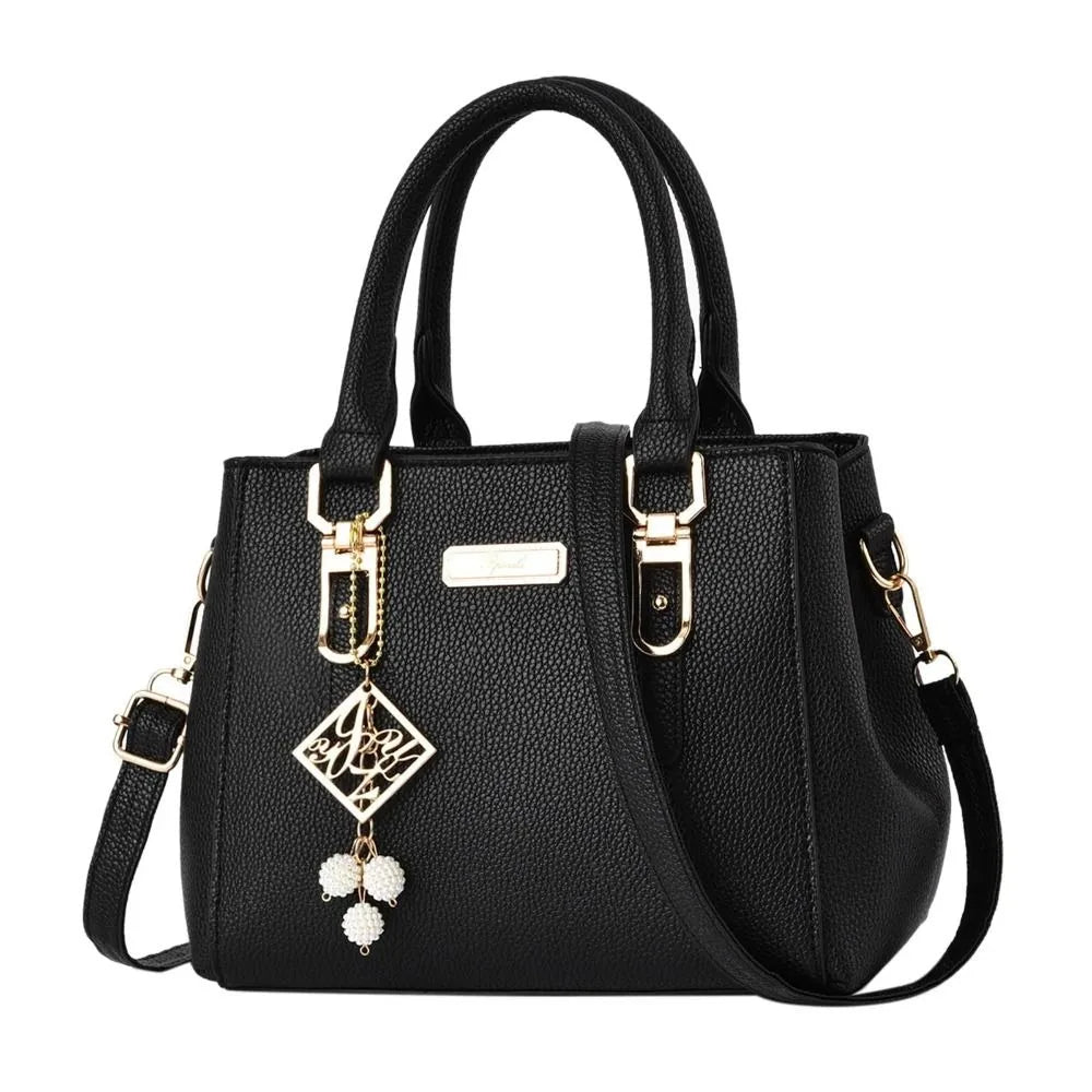 Trendy Leather Handbags Large Capacity Open Pocket Shoulder Bag Polyester Cotton Messenger Bag