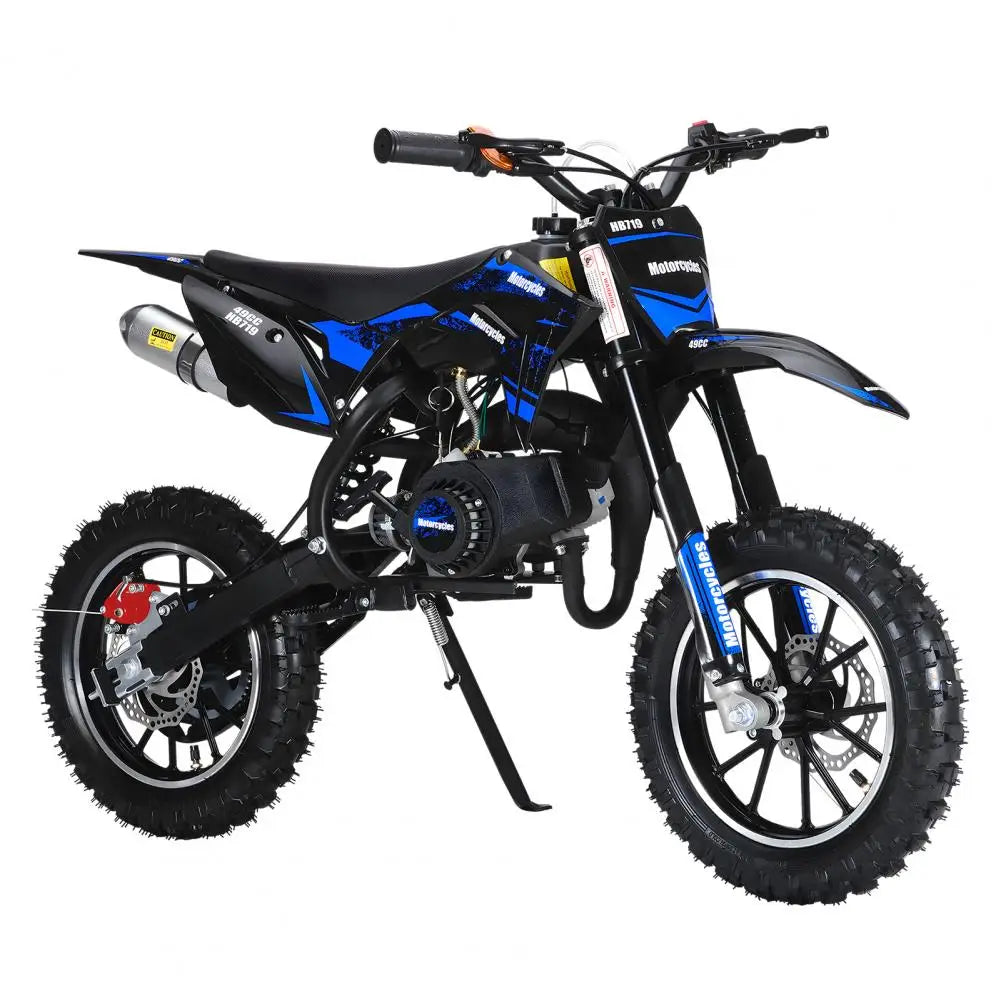 Blue Mini Dirt Bike, 49CC 2-Stroke Gas Powered Motorcycle with Off-Rode Tire, Shock Absorption Pocket Motorbike,Max Load 330 LBS