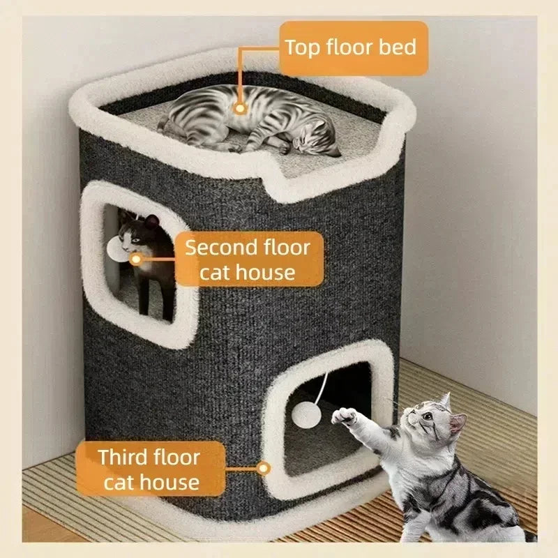 Cute Warm Cat Cave Bed Washable Modern Indoor Hideaway for Small Pets Multiple Cats
