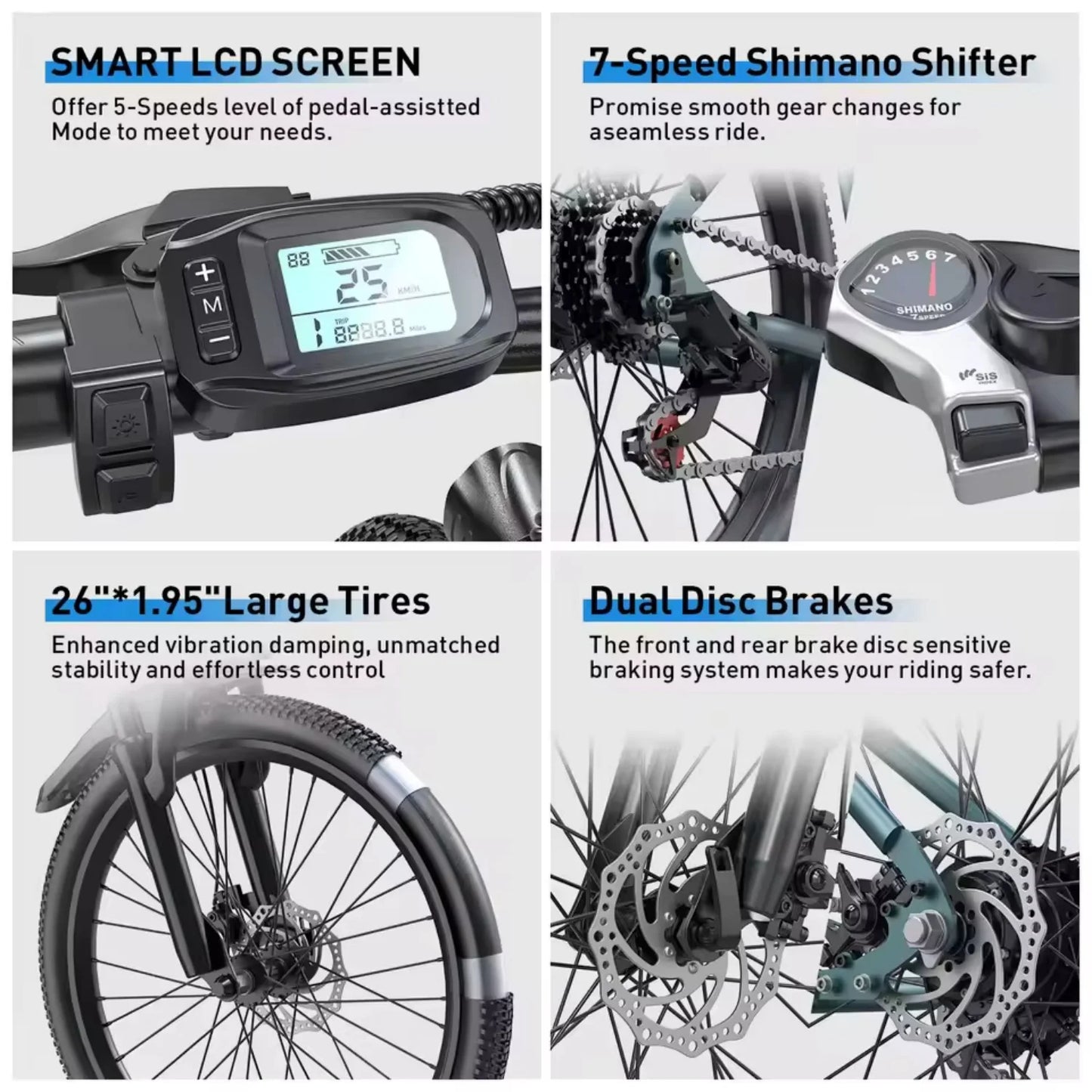 Electric Mountain Bike, 500W Motor, Pedal Assist, Full Suspension, Free Lock & Tool Kit, Pro Race Design, for cross country e-bike, offroad ebike adventure