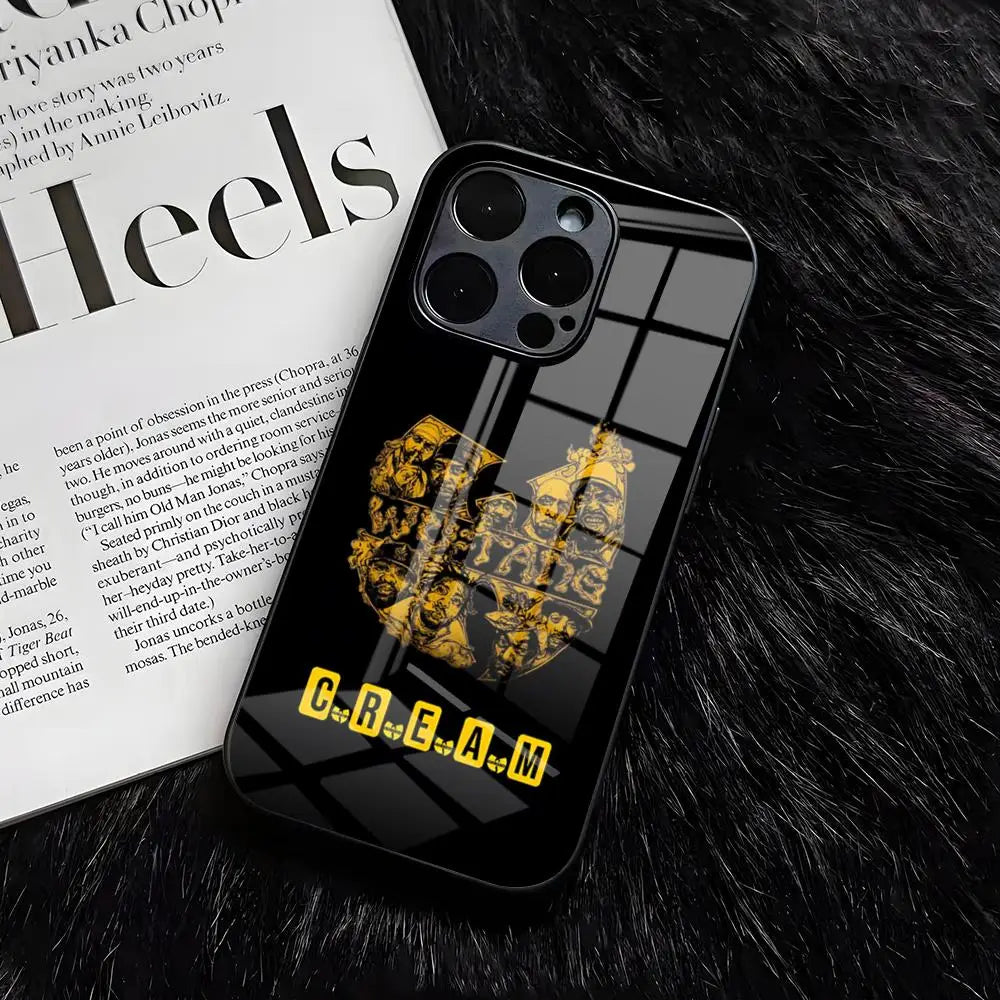 WU-T--TANGs CLANs Band Phone Case For IPhone 17 Air 16 E Pro Max 15 14 13 Mini 12 Pro 11 Max Plus Black Glass Cover