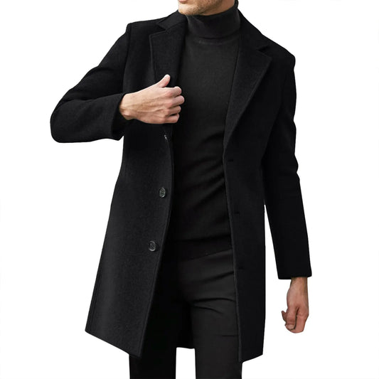 Men's Wool Blend Trench Coat – Casual Business Overcoat