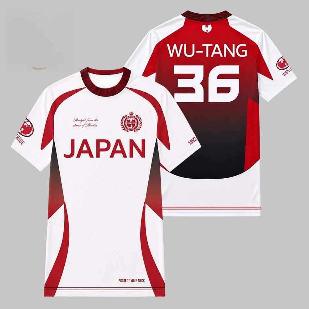 2026 Men Mexico  Soccer Jersey Wu-Tang Clan Hip Hop Band Print Short Sleeve Gradient Red Green 36 Number Vintage  Sports Tee