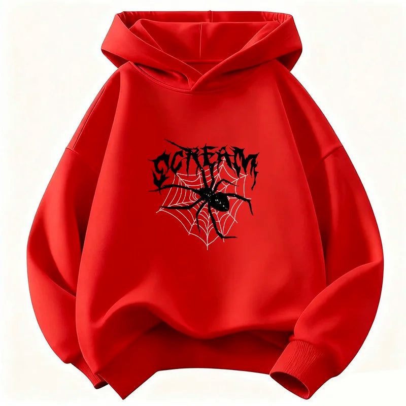 Vintage Spider Hip-Hop Hoodie for Kids