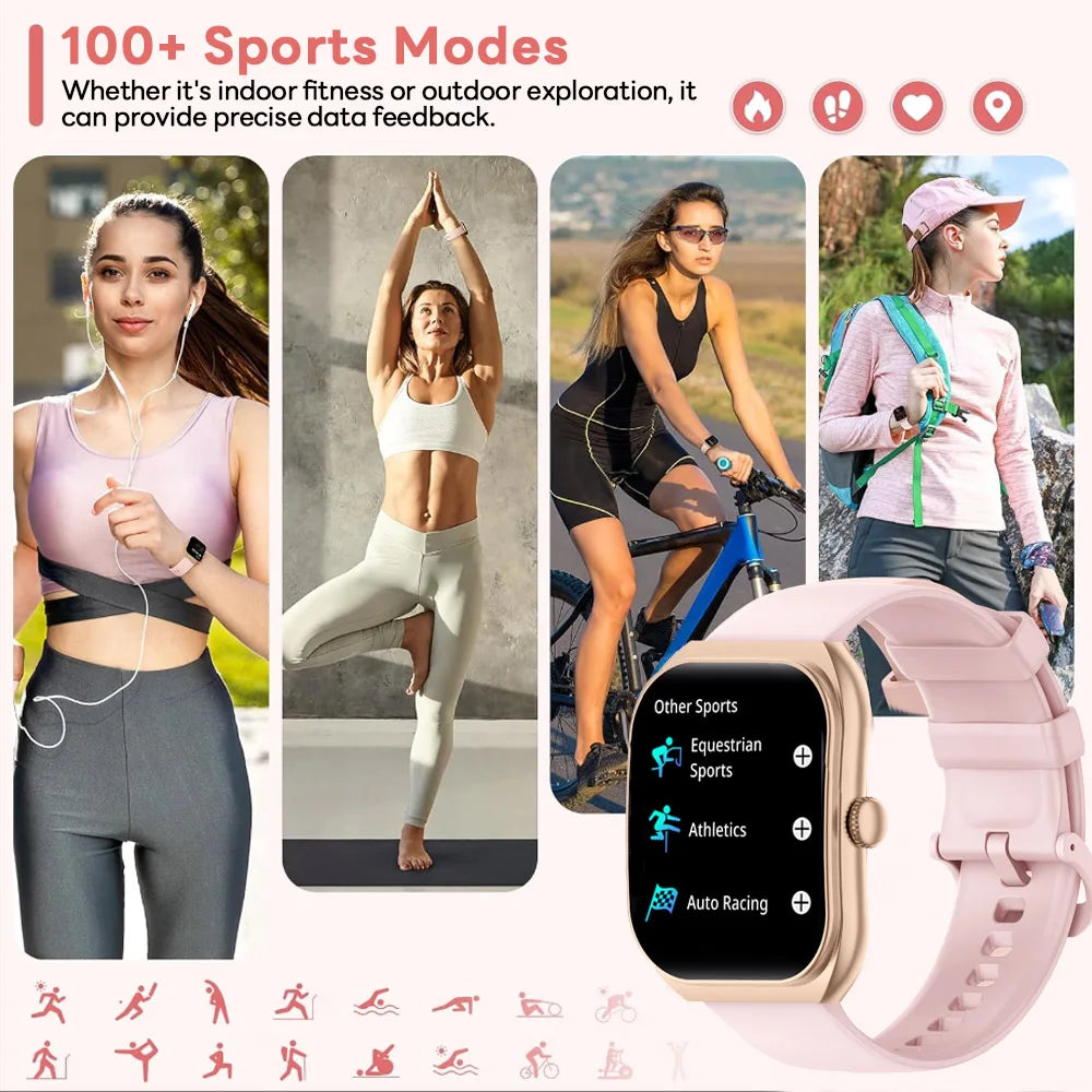 2025 New  Smart Watch Women Heart Rate Health Monitoring Voice Assistant BT Calling IP68 Waterproof Sports Smartwatch Men