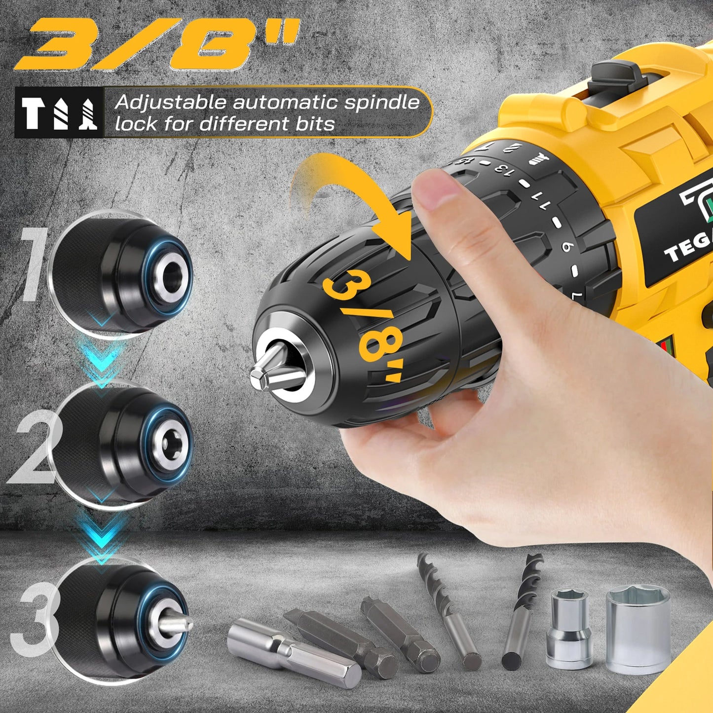 45N.M Electric Screwdriver 20+3 Household DIY Impact Drill LED Two Speed Electric Drilling Tool For Makita 20V Battery