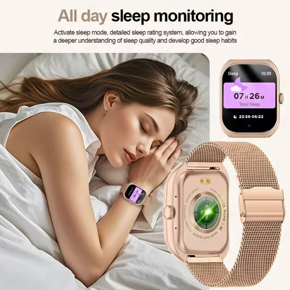 2025 New  Smart Watch Women Heart Rate Health Monitoring Voice Assistant BT Calling IP68 Waterproof Sports Smartwatch Men