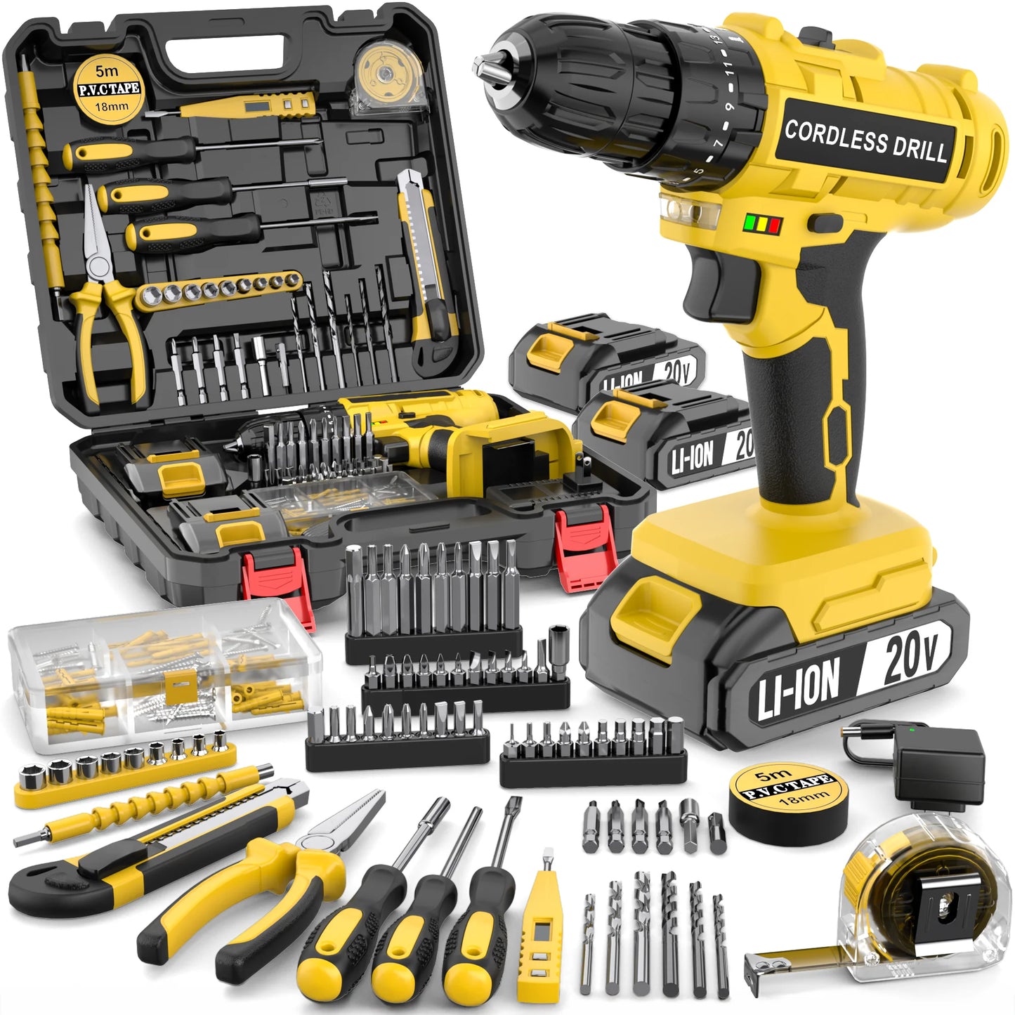 45N.M Electric Screwdriver 20+3 Household DIY Impact Drill LED Two Speed Electric Drilling Tool For Makita 20V Battery