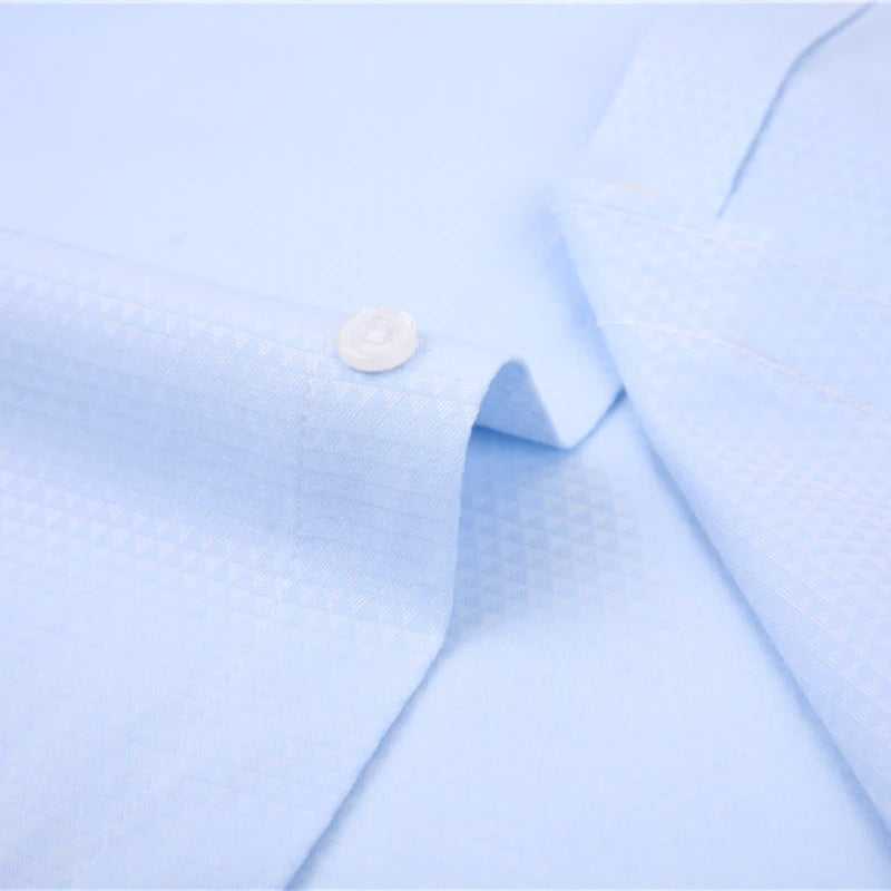2026 Men French Cufflinks Shirts White Collar Design Solid Color Jacquard Fabric Male Gentleman Dress Long Sleeves Shirt