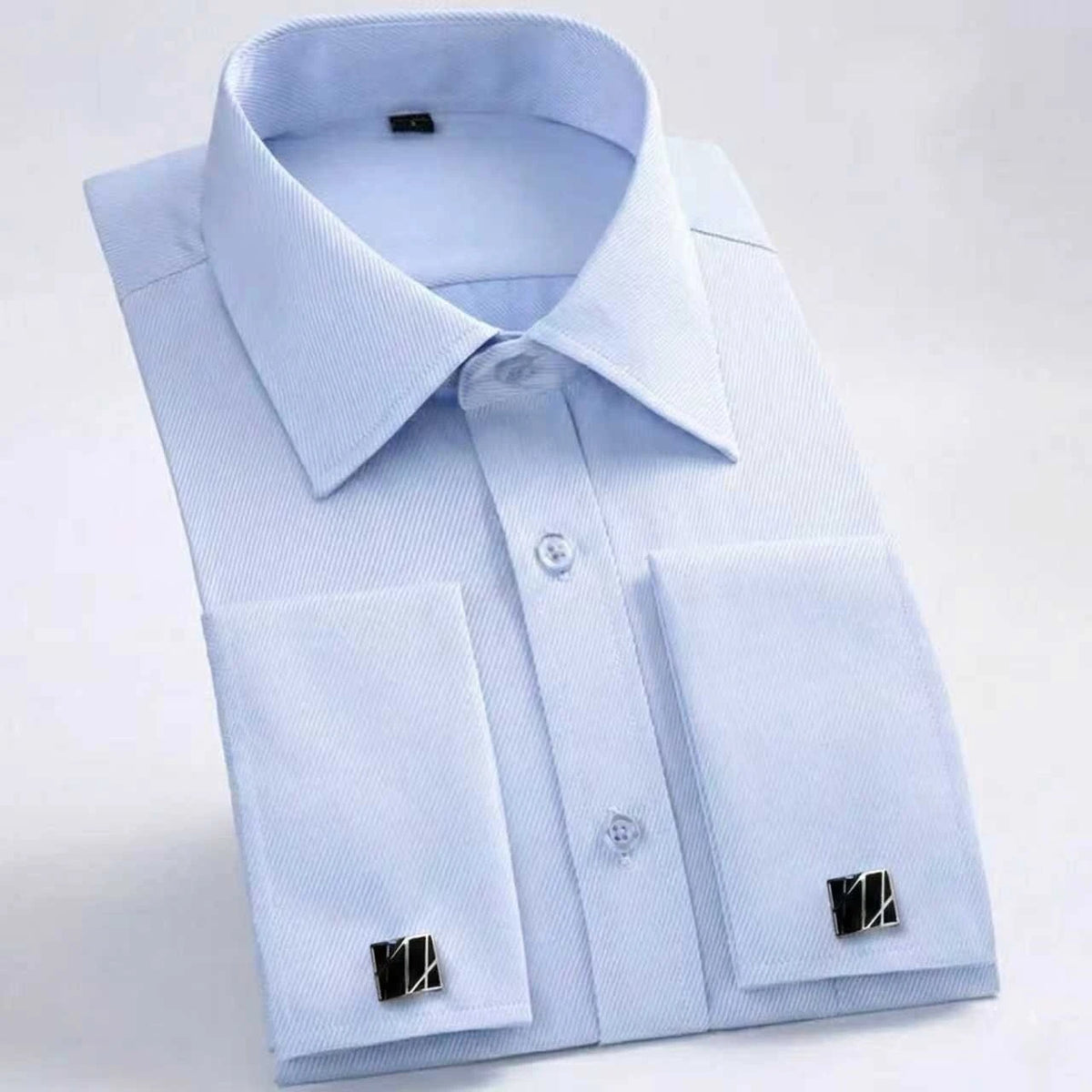 2026 Men French Cufflinks Shirts White Collar Design Solid Color Jacquard Fabric Male Gentleman Dress Long Sleeves Shirt