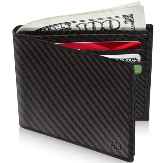 Genuine Leather Bifold Wallet – Flip-Up ID Window, RFID Blocking