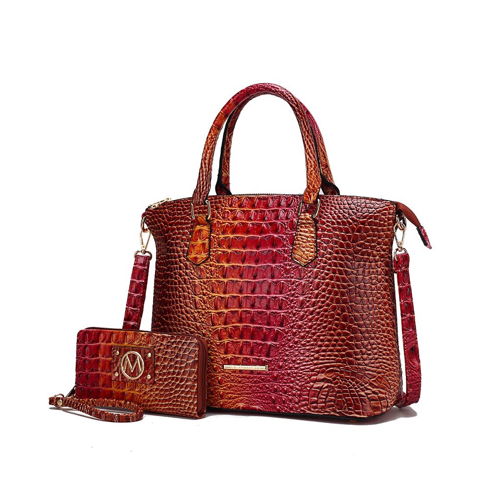 MKF Collection Frankie Gradient Rainbow Faux Crocodile-Embossed Tote Bag Two Pcs by Mia K.