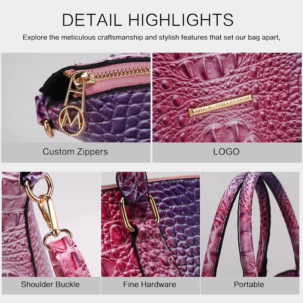 MKF Collection Frankie Gradient Rainbow Faux Crocodile-Embossed Tote Bag Two Pcs by Mia K.