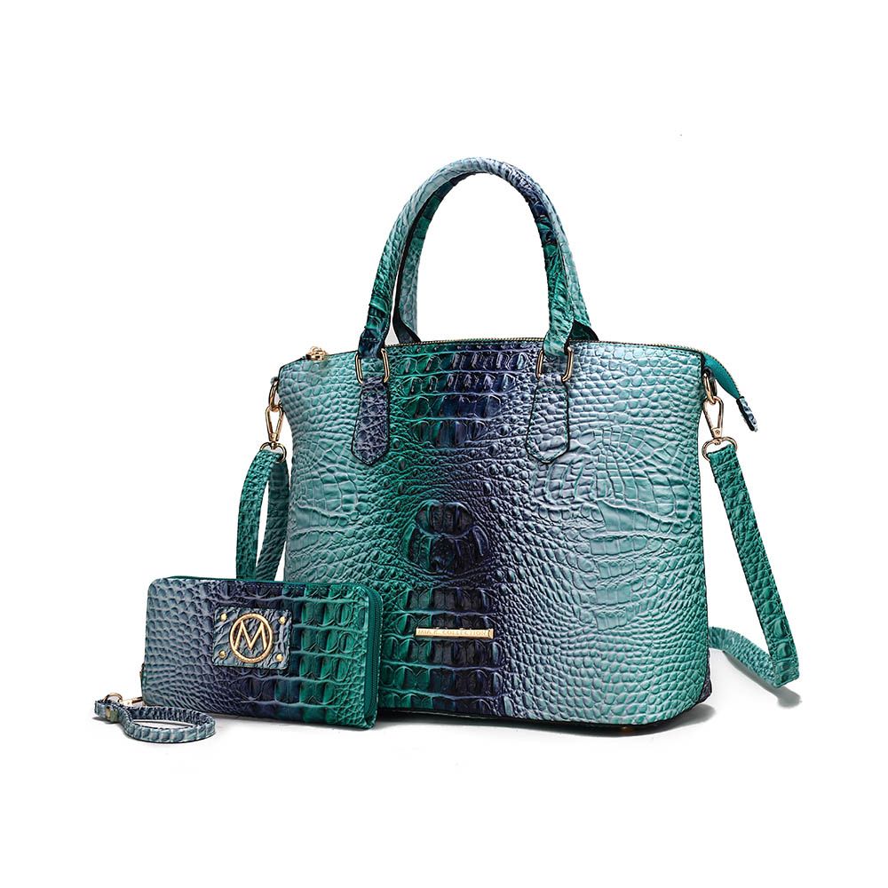 MKF Collection Frankie Gradient Rainbow Faux Crocodile-Embossed Tote Bag Two Pcs by Mia K.
