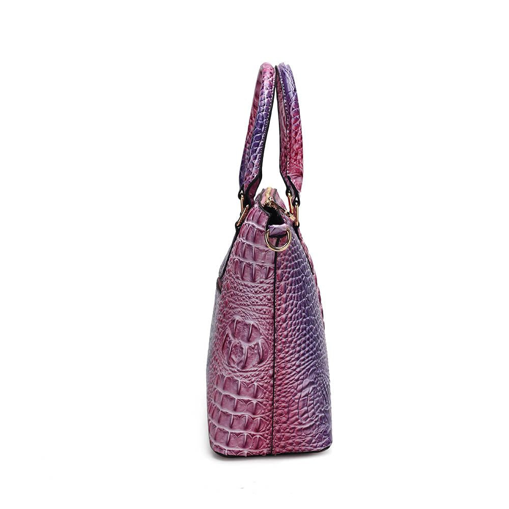 MKF Collection Frankie Gradient Rainbow Faux Crocodile-Embossed Tote Bag Two Pcs by Mia K.