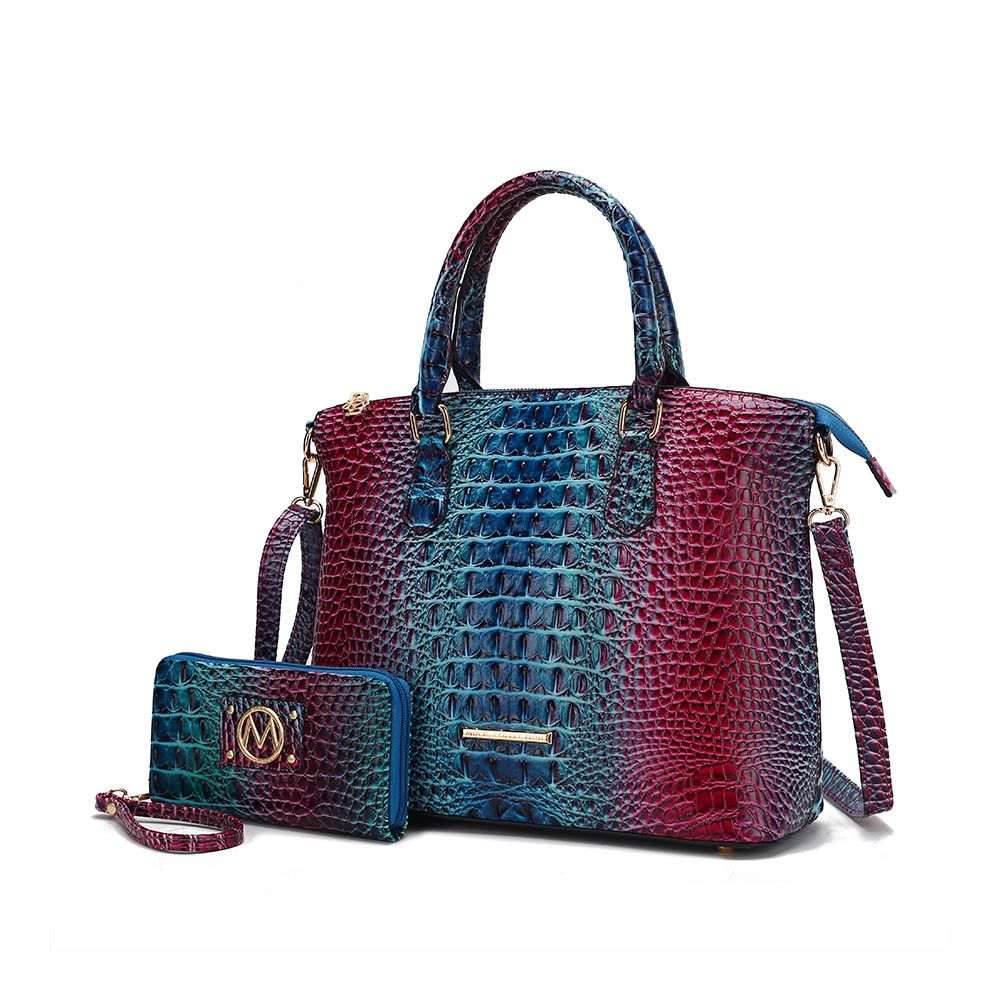 MKF Collection Frankie Gradient Rainbow Faux Crocodile-Embossed Tote Bag Two Pcs by Mia K.